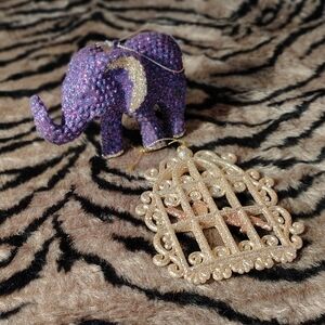 Elegant Gold and Purple Glittery Ornaments